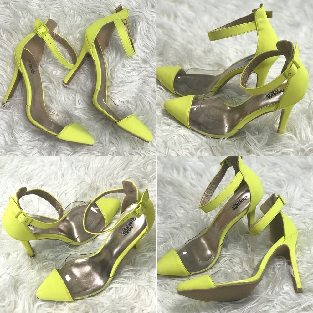 Neon Yellow transparent mix ankle heels
